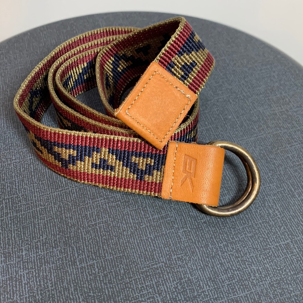 EK Woven Double D Ring Santa Fe Style Print Canvas Belt 42”